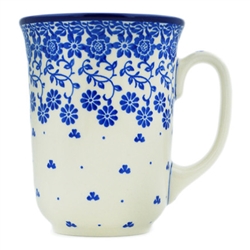 Polish Pottery 16 oz. Bistro Mug. Hand made in Poland and artist initialed.