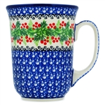 Polish Pottery 16 oz. Bistro Mug. Hand made in Poland and artist initialed.