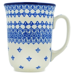 Polish Pottery 16 oz. Bistro Mug. Hand made in Poland and artist initialed.