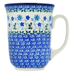 Polish Pottery 16 oz. Bistro Mug. Hand made in Poland and artist initialed.