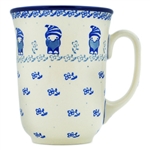 Polish Pottery 16 oz. Bistro Mug. Hand made in Poland and artist initialed.