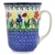 Polish Pottery 16 oz. Bistro Mug. Hand made in Poland. Pattern U3787 designed by Krystyna Dacyszyn.