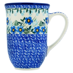 Polish Pottery 17 oz. Bistro Mug. Hand made in Poland and artist initialed.