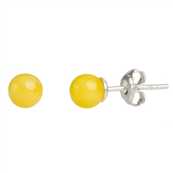 Gorgeous Baltic Amber round stud earrings with sterling silver posts. 8mm diameter,