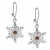 Cognac Amber And Silver Snowflake Earrings  1.25" Long
