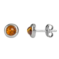 Mini Baltic Amber Sterling Silver Stud Earrings 0.5mm