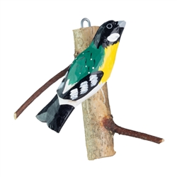 Hand Carved And Painted Polish Bird In A Tree  4.5" Tall