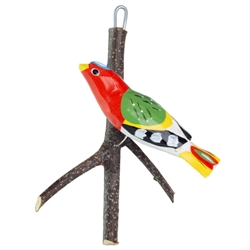 Hand Carved And Painted Polish Bird In A Tree  5.5