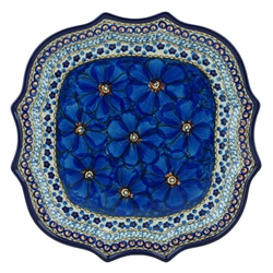 Polish Pottery 10.5" Fluted Luncheon Plate. Hand made in Poland. Pattern U408 designed by Jacek Chyla.