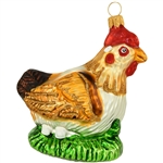 We may be counting our chickens before they're hatched, but we think you're going to love this brown and white hen glass ornament! Depicted laying eggs, our 3.5" tall mother hen shimmers with vivid glazes and sparkling glitter accents and is crafted of