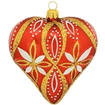 Brilliant flowers in shimmering glitter designs decorate both sides of this lovely red heart. Adorned with gold and white glitter accents, this stunning red heart measures 3Â½" tall and is masterfully hand-crafted in Poland. This eye-catching keepsake is