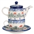 Polish Pottery 16 oz. Personal Teapot Set. Hand made in Poland and artist initialed.