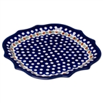 Polish Pottery Stoneware Fluted Luncheon Plate 10.5 in. 'Classic Peacock Pattern I'
