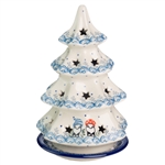 Polish Pottery 8.5" Votive Christmas Tree. Hand made in Poland and artist initialed.