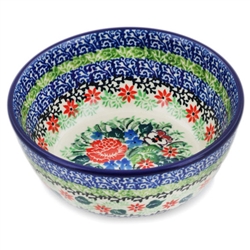 Polish Pottery 5" Ice Cream Bowl. Hand made in Poland. Pattern U3932 designed by Teresa Liana.