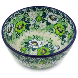 Polish Pottery 5" Ice Cream Bowl. Hand made in Poland. Pattern U4780 designed by Maria Starzyk.