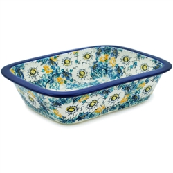 Polish Pottery 10" Rectangular Baker. Hand made in Poland. Pattern U4844 designed by Maria Starzyk.