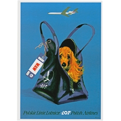 Post Card: Polish Airlines LOT, Polish Poster designed by Janusz Grabianski in 1973. It has now been turned into a post card size 4.75" x 6.5" - 11.7cm x 16.5cm.