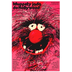 Post Card: The Muppets Go Hollywood Polish Poster designed by Waldemar Swierzy in 1982. It has now been turned into a post card size 4.75" x 6.5" - 11.7cm x 16.5cm.