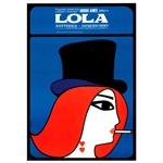 Post Card: LOLA Polish Poster designed by Maciej Huibner in 1967. It has now been turned into a post card size 4.75" x 6.5" - 11.7cm x 16.5cm.