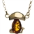 Cognac Amber Gold Plated Silver Mushroom Necklace 18"