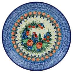 Polish Pottery 10.5" Dinner Plate. Hand made in Poland. Pattern U4025 designed by Teresa Liana.