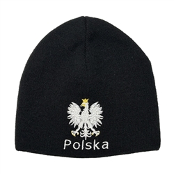 Knit Black With Polska Eagle Skull Cap - Czapka Zimowa