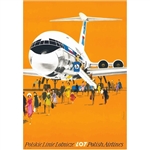 Magnet: Magnet:  PLL Lot Polish Airlines Poster designed by Janusz Grabianski in 2019. It has now been turned into a magnet size 3.25" x 2.25" - 18cm x 15.5cm.