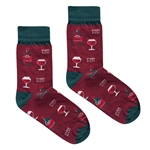 Maroon socks with forest green heels and cuffs. They are made of 80% combed cotton. We like to be washed at a temperature of up to 86Â°F. We do not like dryers and dry cleaning.