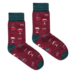 Maroon socks with forest green heels and cuffs. They are made of 80% combed cotton. We like to be washed at a temperature of up to 86Â°F. We do not like dryers and dry cleaning.