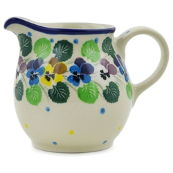 Polish Pottery 7 oz Creamer. Hand made in Poland and artist initialed.