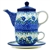 Polish Pottery 16 oz. Personal Teapot Set. Hand made in Poland and artist initialed.