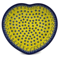 Polish Pottery 10" Heart Shaped Baking Dish. Hand made in Poland and artist initialed.