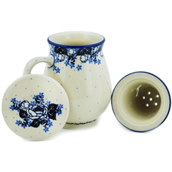 Polish Pottery 15 oz. Herbal Mug And Infuser. Hand made in Poland and artist initialed.