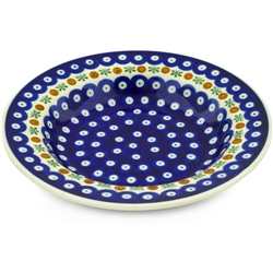 Polish Pottery 9.5" Soup / Pasta Plate. Hand made in Poland and artist initialed.