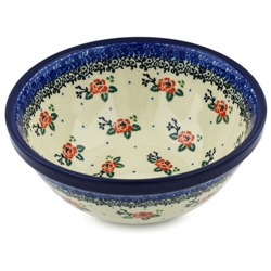 Polish Pottery 7" Nesting Kitchen Bowl. Hand made in Poland and artist initialed.