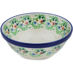 Polish Pottery 7" Nesting Kitchen Bowl. Hand made in Poland and artist initialed.