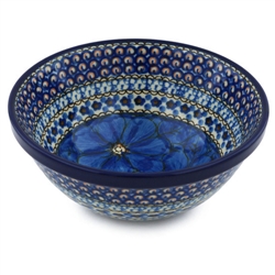 Polish Pottery 7" Nesting Kitchen Bowl. Hand made in Poland. Pattern U408 designed by Jacek Chyla.