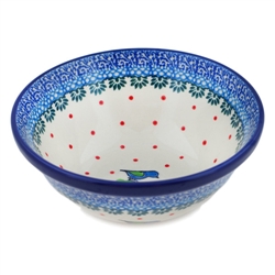 Polish Pottery 6" Bowl. Hand made in Poland and artist initialed.