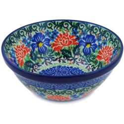 Polish Pottery 6" Bowl. Hand made in Poland. Pattern U2423 designed by Teresa Liana.