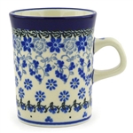 Polish Pottery 8 oz. Mug with Handle. Hand made in Poland and artist initialed.