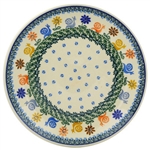 Polish Pottery 10.5" Dinner Plate. Hand made in Poland and artist initialed.