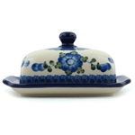 Polish Pottery 7" Butter Dish. Hand made in Poland and artist initialed.