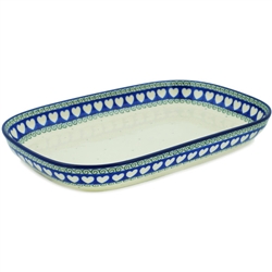 Polish Pottery 13" Serving Dish. Hand made in Poland and artist initialed.