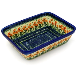 Polish Pottery 10" Rectangular Baker. Hand made in Poland and artist initialed.