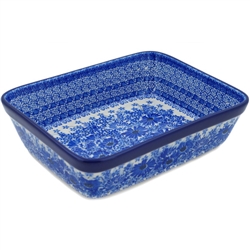 Polish Pottery 10" Rectangular Baker. Hand made in Poland. Pattern U5068 designed by Maria Starzyk.