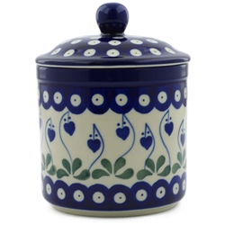 Polish Pottery 4" Covered Container. Hand made in Poland and artist initialed.