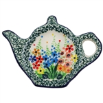 Polish Pottery 5" Tea Bag Plate. Hand made in Poland. Pattern U4875 designed by Teresa Liana.