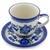 Polish Pottery 10 oz Cup with Saucer. Hand made in Poland and artist initialed.