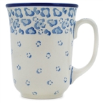 Polish Pottery 16 oz. Bistro Mug. Hand made in Poland and artist initialed.